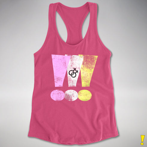 Twink Pride Grunge Exclamation Points Women's Racerback Tank - Hot Pink
